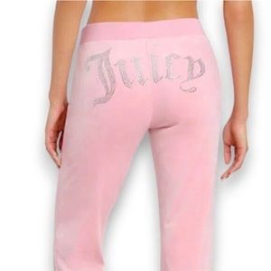Juicy Couture Size L Velour Track Pants Pink Rose
